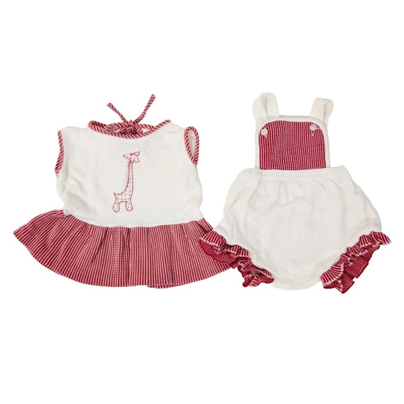 Free With Purchase - 90s Onesie & Dress Set Plaid Gingham Giraffe - Picture 1 of 8